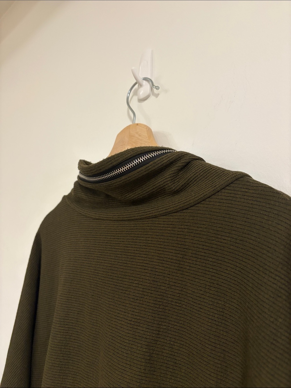 Joseph Ribkoff Olive Green Zip Cowl Neck Short-Sleeve Top - Picture 7 of 8